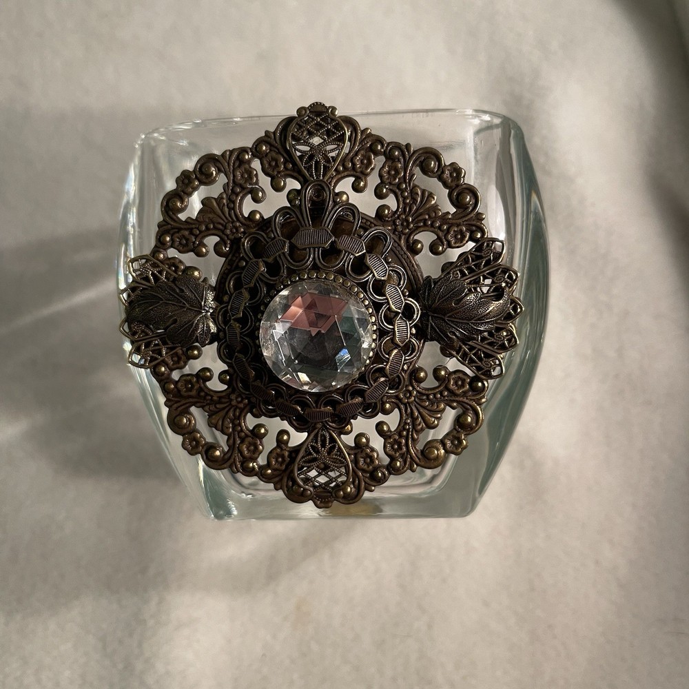 Vintage Heaven Scent Angels Glass Votive Holder with Ornate Metal Trim Neiman Marcus