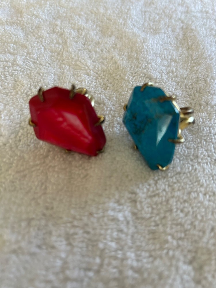 Kendra Scott Megan Red & Blue Cocktail Rings Size 6  