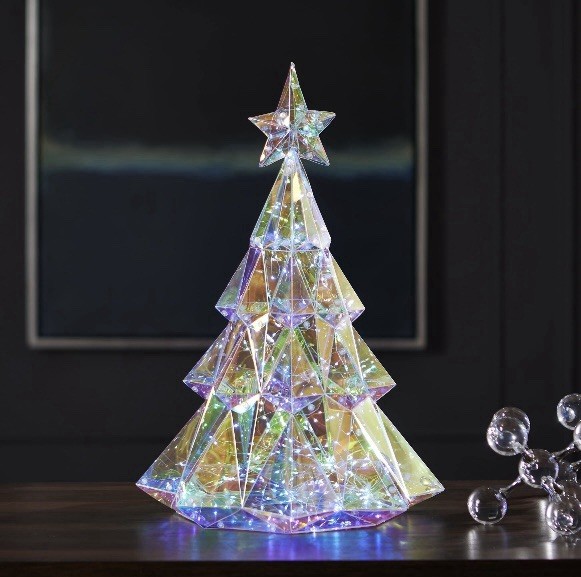 Prismatic Iridescent Diamond 19in LED Christmas Tree Seasonal Lights NIB-image