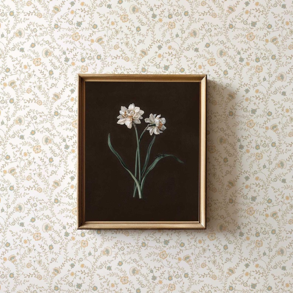 Trendy Designer Floral Art Dark Academia Decor Vintage Botanical Cottage Core