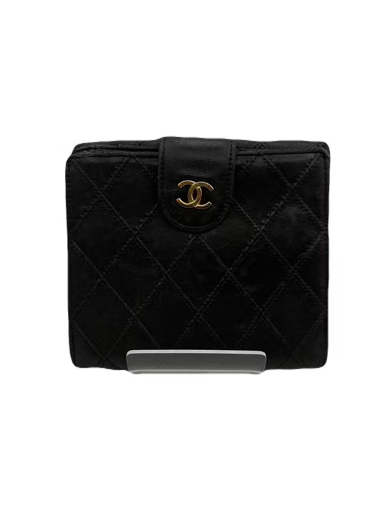 CHANEL Black Leather Wallet Pre-Owned Style E0328-7  