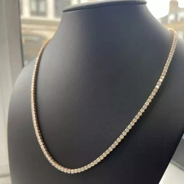 3MM Round Lab-Created Moissanite Tennis Necklace in 14K Gold Over Sterling Silver 14Ct