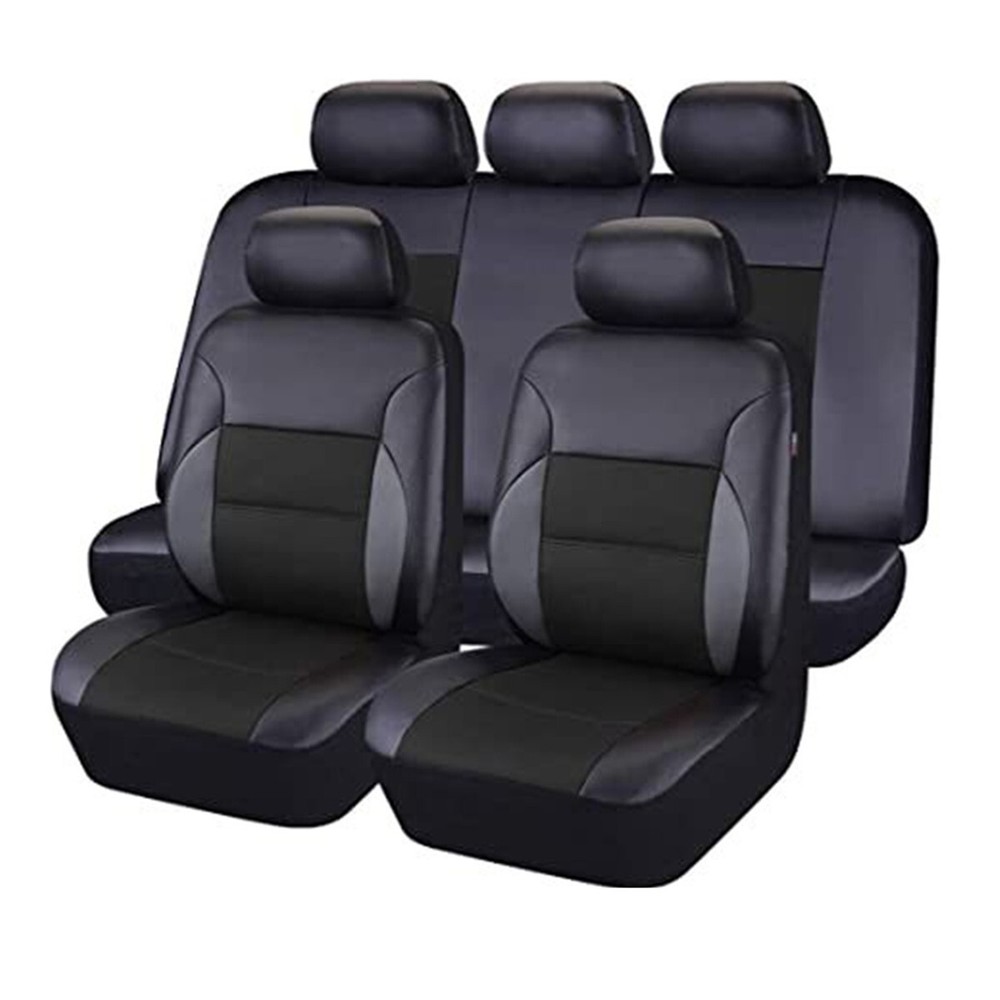 Car Seat Covers Front Rear 5-Seats Breathable Chair Cushion Protector PU Leather