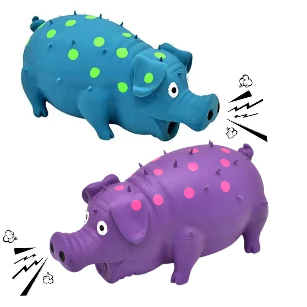 Squeaky Pig Dog Toys 2 Pack Grunting Pig Dog Toy That Oinks Grunts For Small Med