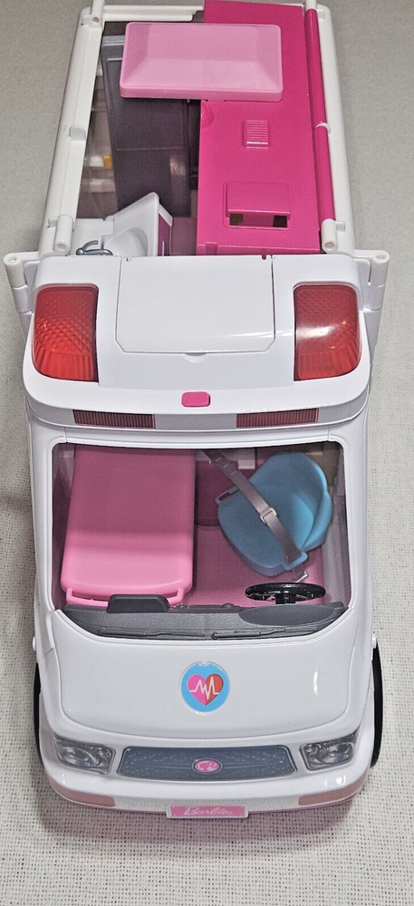 2017 Mattel Barbie Care Clinic Ambulance Playset, Sirens Lights Tested Works