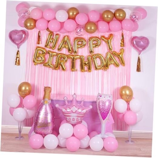 Pink Gold Birthday Decorations for Women Elegant Light Pink Theme