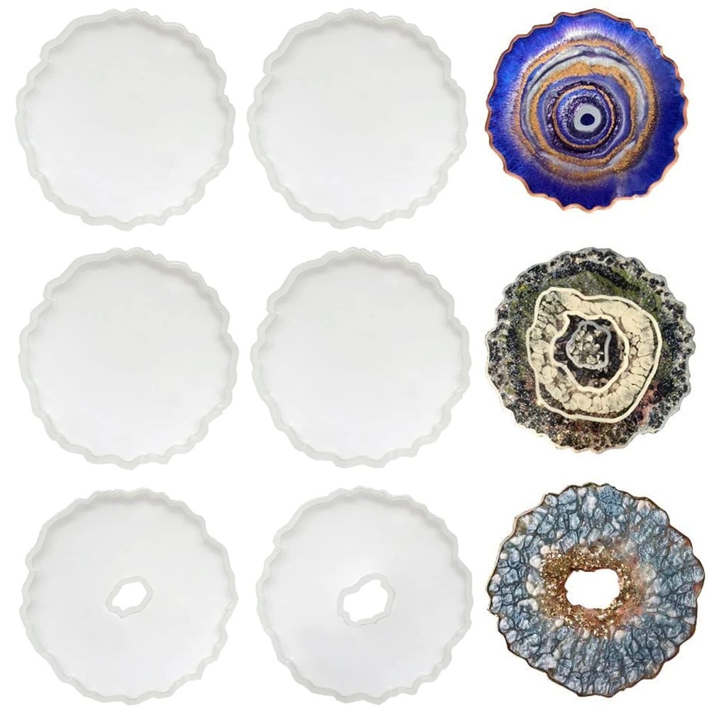 6 Pack Geode Coaster Molds For Resin Irregular Resin Coaster Silicone Mold Coast