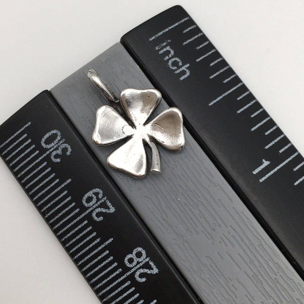 Vintage 925 Sterling Silver Dainty 4 Leaf Clover Charm Pendant Stamped Ster #54