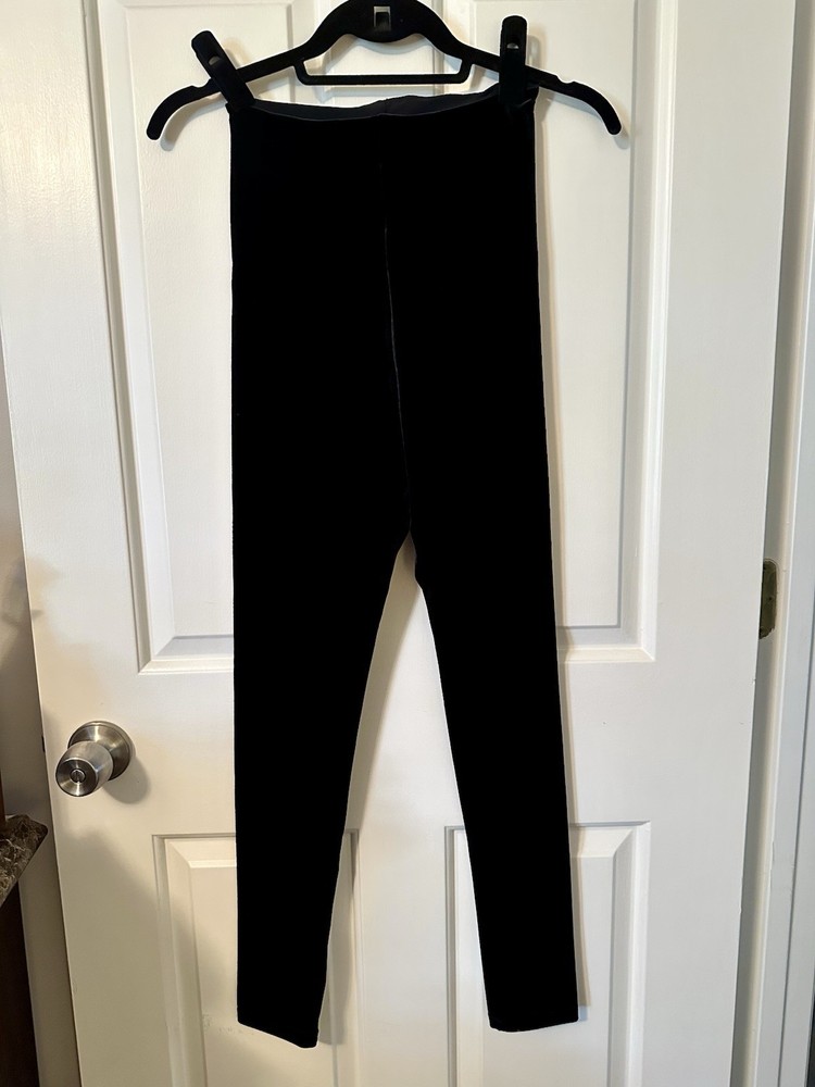 Commando Control Women's Black Velvet Ankle Leggings Stretch Elastic Waist - M
