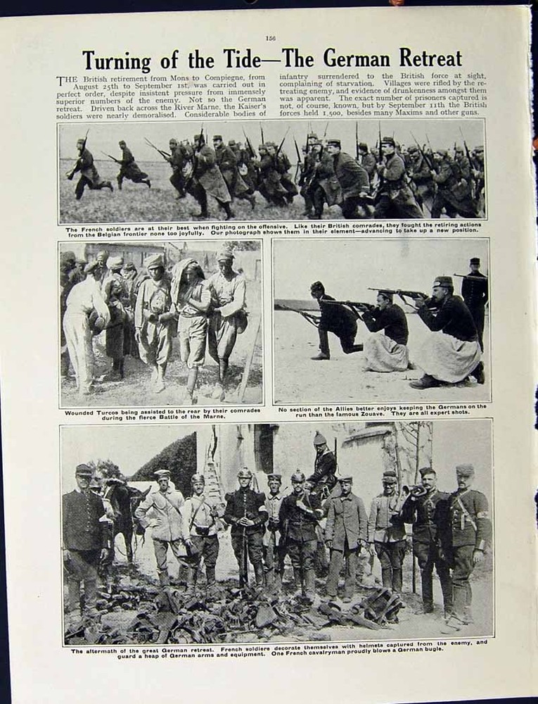 Old Antique Print 1915 World War Iris Guards German Siers French Marne 20th