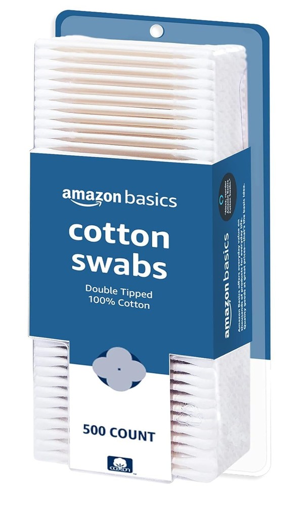 Amazon Basics 500-Count Cotton Swabs, Pack of 1
