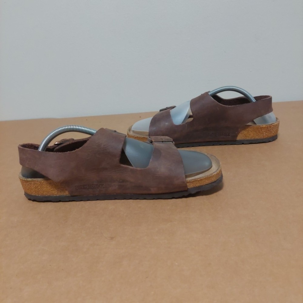 Birkenstock Milano Habana Sandals Leather Brown Mens SIZE 10 M EU43
