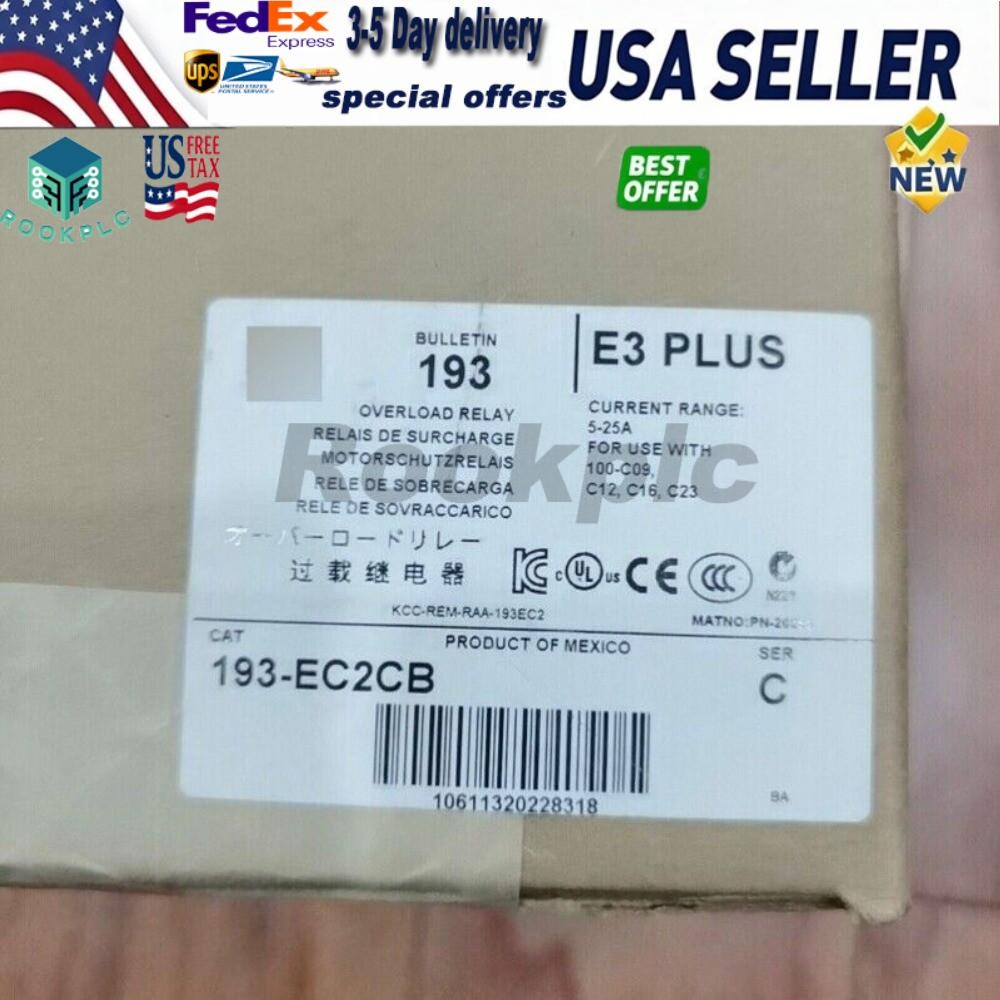 NEW AB 193-EC2CB E3 plus Overload Relay 193EC2CB Fast Shipping US Free Tax