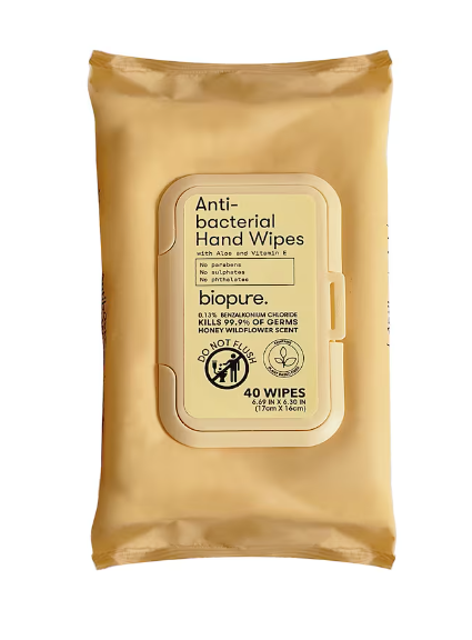 Biopure Anti-Bacterial Hand Wipes - Honey Wild Flower Scent, 40 ct. (2 Pack )