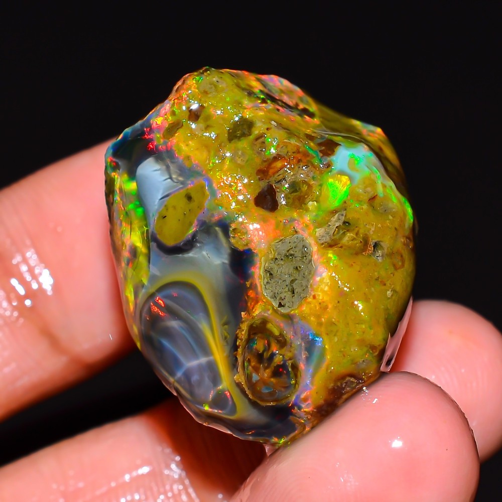 HUGE 56.00 Cts Natural Ethiopian Opal Rough - Multi Fire Welo Opal Raw Crystal