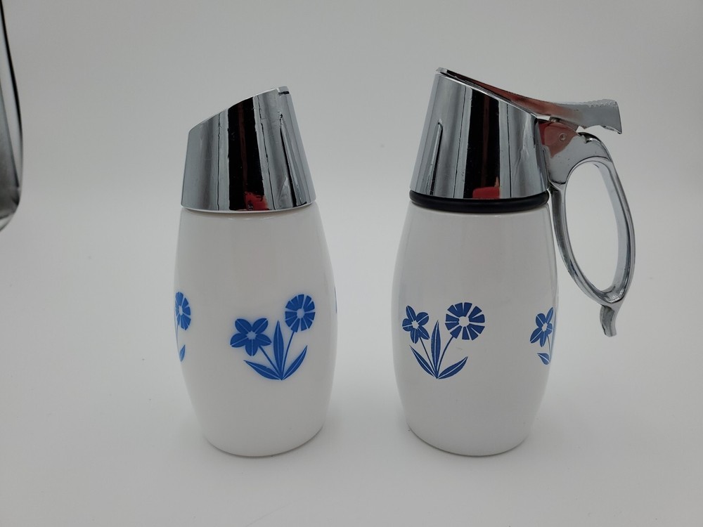 Vintage Westinghouse Gemco USA .3 Blue Cornflower Sugar And Syrup Dispenser VGC!