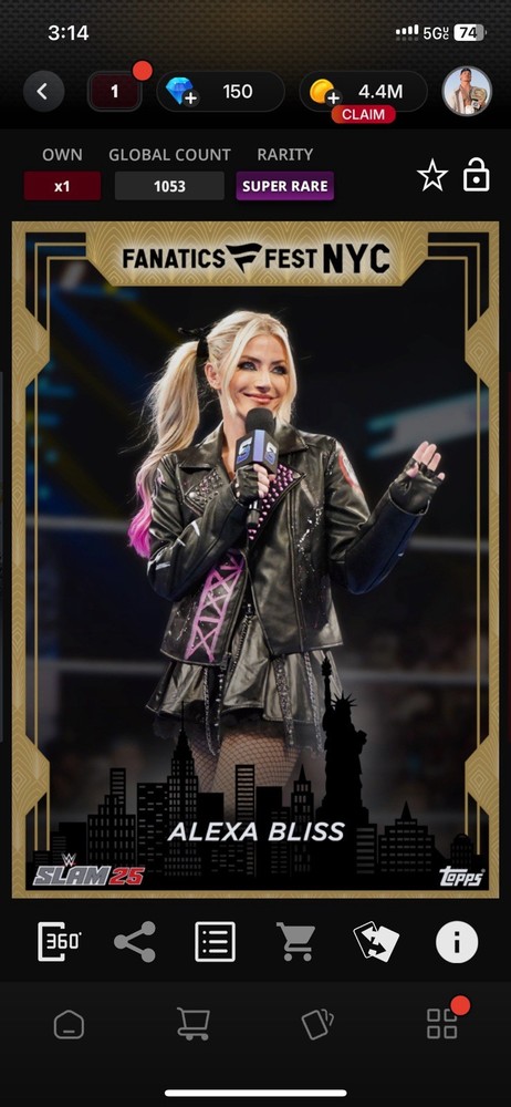 Topps Slam WWE *Digital* 2025 Fanatics Fest Gold - Alexa Bliss 1053cc