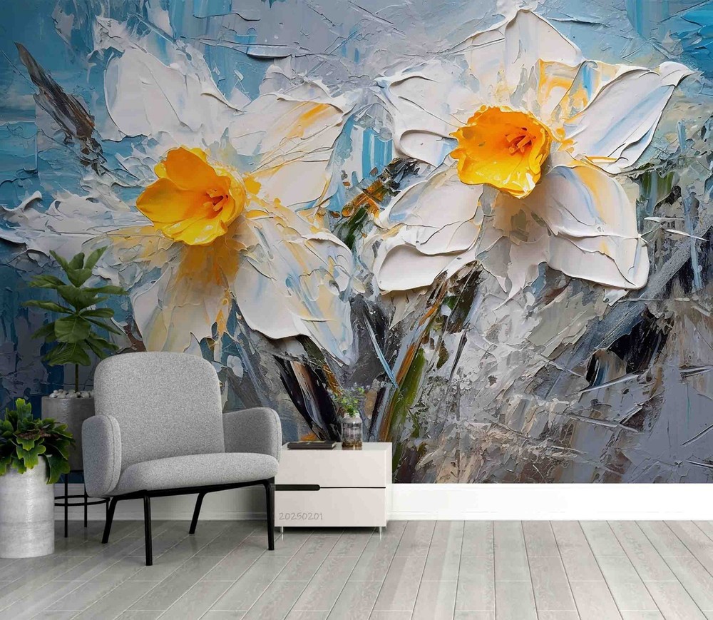 3D Flowers Plants Oil Painting Wall Murals Wallpaper Murals Wall Sticker 2