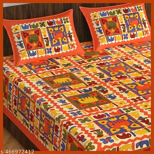 Jaipuri Pure Cotton Double Queen Bedsheet With 2 Pillow Covers