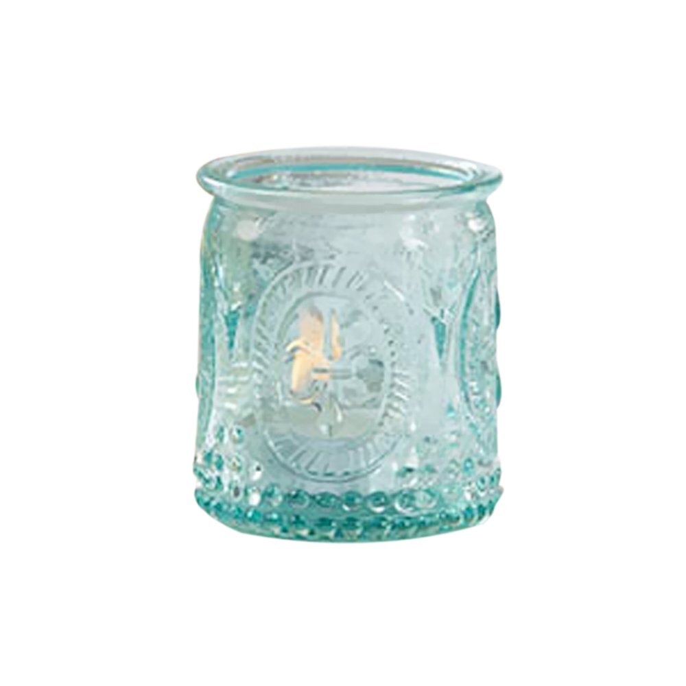 Vintage Blue Glass Tealight & Votive Candle (Set of 4) Fleur-de-lis Tea Light...