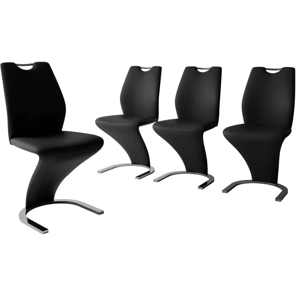 4 Upholstered PU Leather Dining Chairs – Armless Side Chairs Set of 4