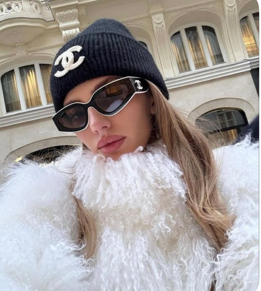 NEW CHANEL CH6056 Sunglasses White/Black Black Lens