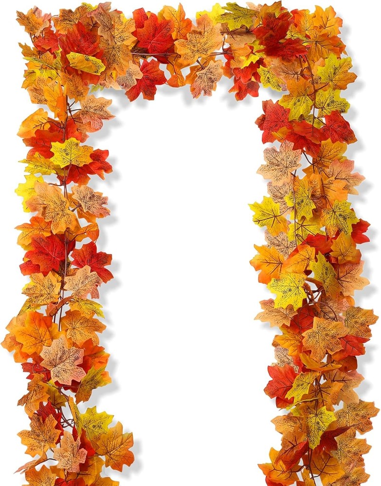2-Piece 6.5ft Red Fall Garland Set