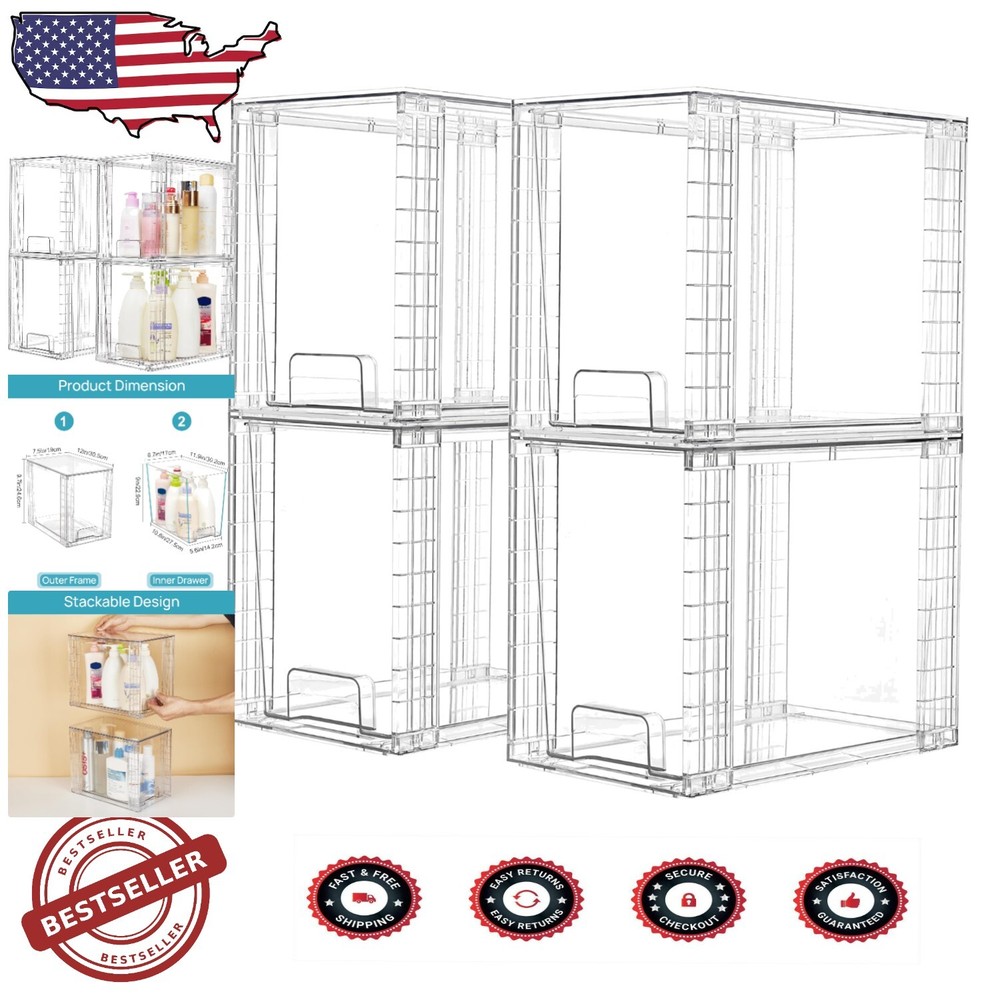 Durable Transparent Storage Drawers - Ideal for Bathroom, Kitchen & Vanity Use