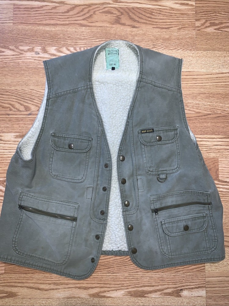 VNTG Sherpa-Lined Utility Vest with Multi Pockets for Workwear Outdoor Gorp Core