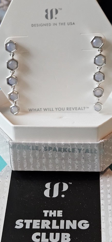 BP Sterling Club RBP6774 White Opal Dangles On .925 Sterling Silver