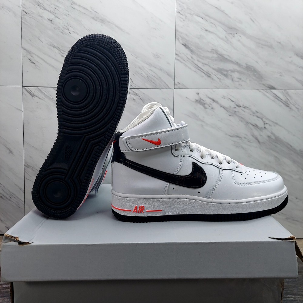 Nike Air Force 1 High Top White Crimson Black FD1019 100 Size 6Y Women's 7.5