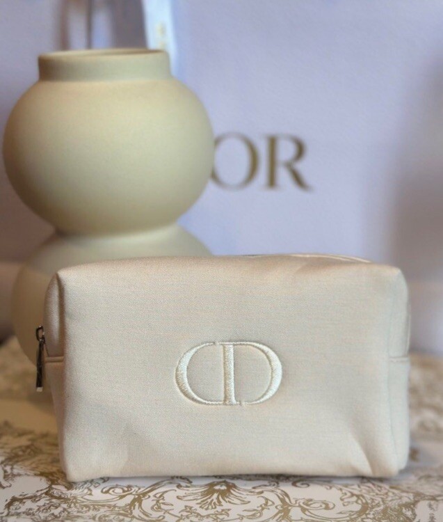Dior Cosmetic Soft Pouch Cosmetic Bag Makeup Bag Cream Color