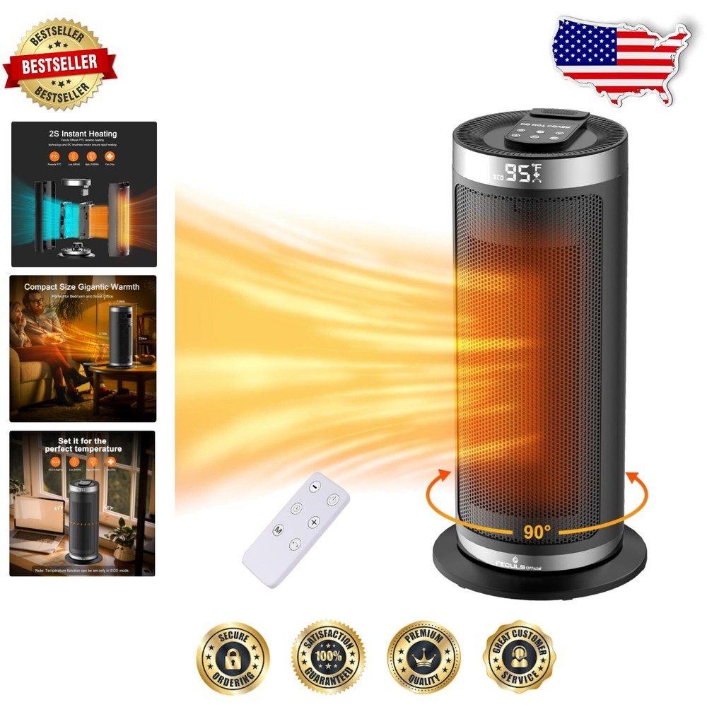 Advanced Portable Electric Heater - Tip-Over Protection & Digital Display