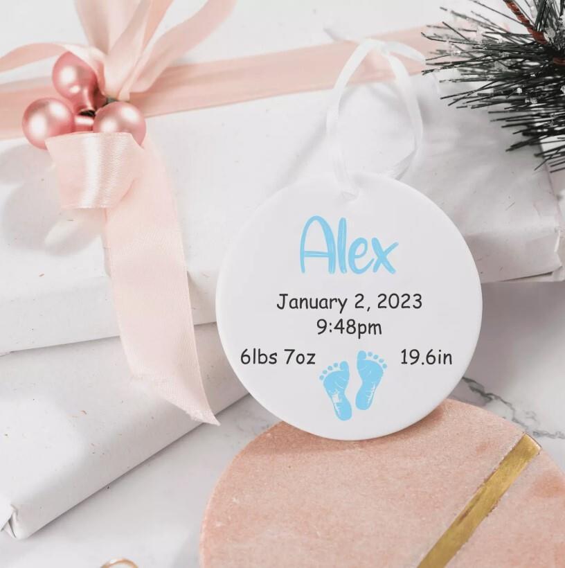 Personalized Newborn Birth Stats Ornament Baby Birth Stat Baby First Christmas