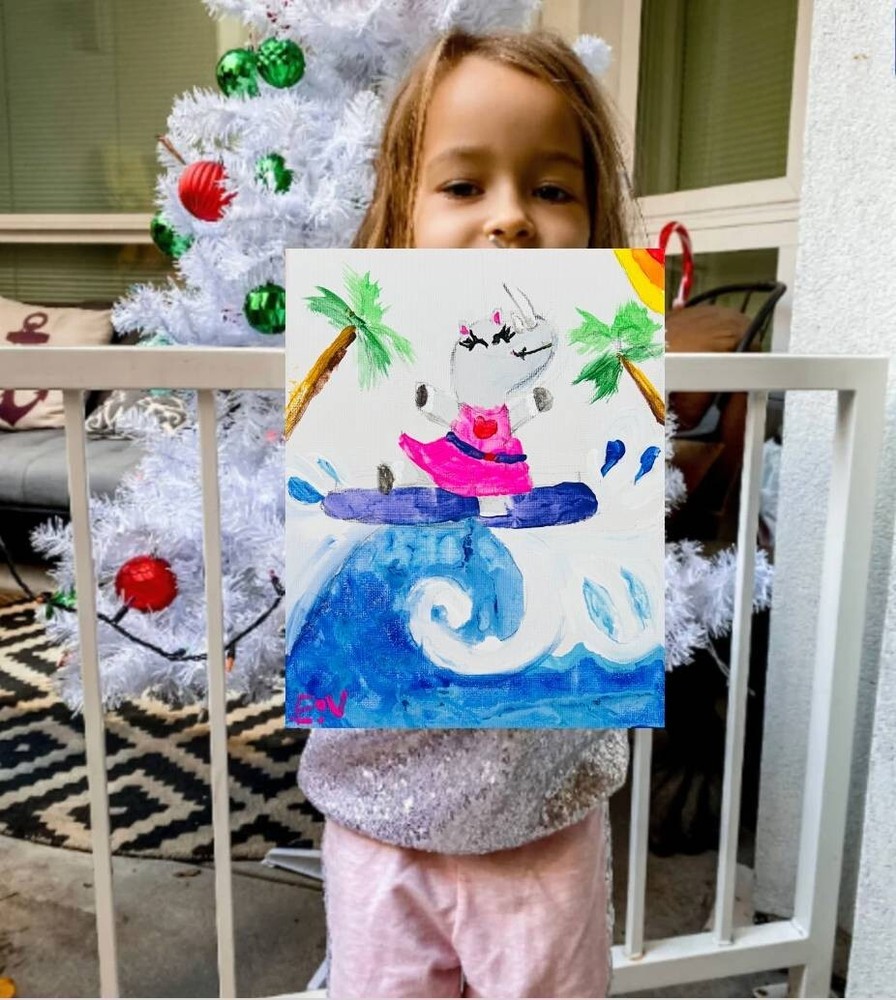 Original Wave Rhinoceros Canvas Art 8x10 California Inspired Wall Decor