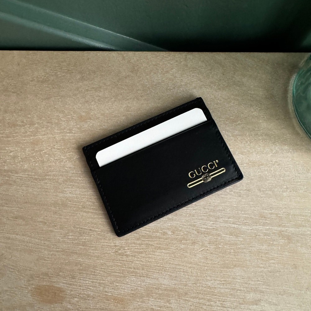 NEW GUCCI LOGO CARD HOLDER BLACK