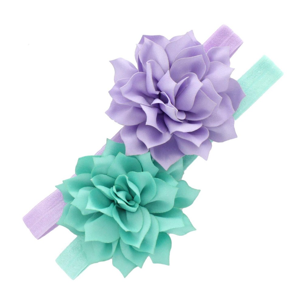 Baby Petal Flower Headbands Mixed Colors 2-Pack Light Lavender/Aqua