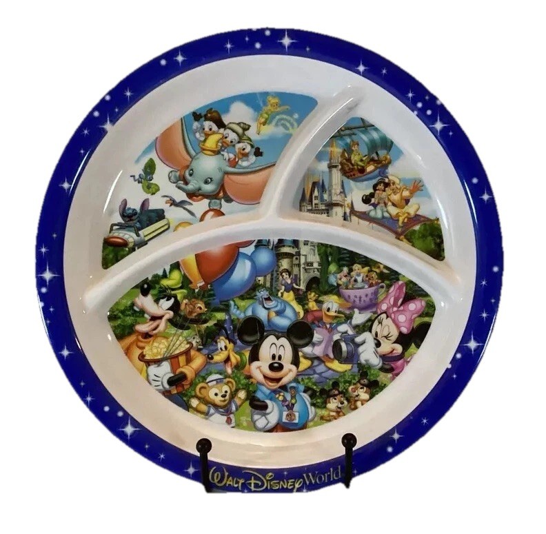 Disney World Parks Mickey and Dumbo Divided Plate Souvenir ~ 10 Inches