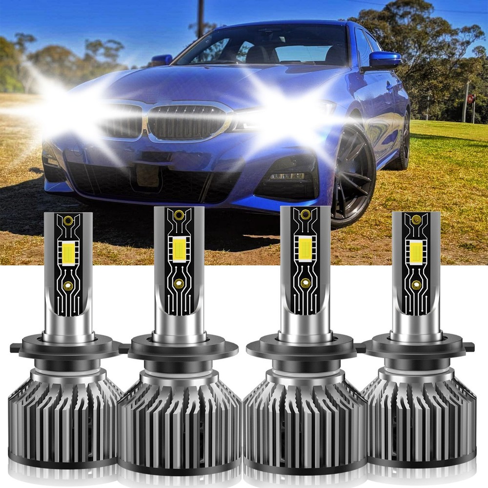 For BMW 330xi 2001-2006 LED Headlight Bulb High Low Beam Kit 6500K White H7+H7