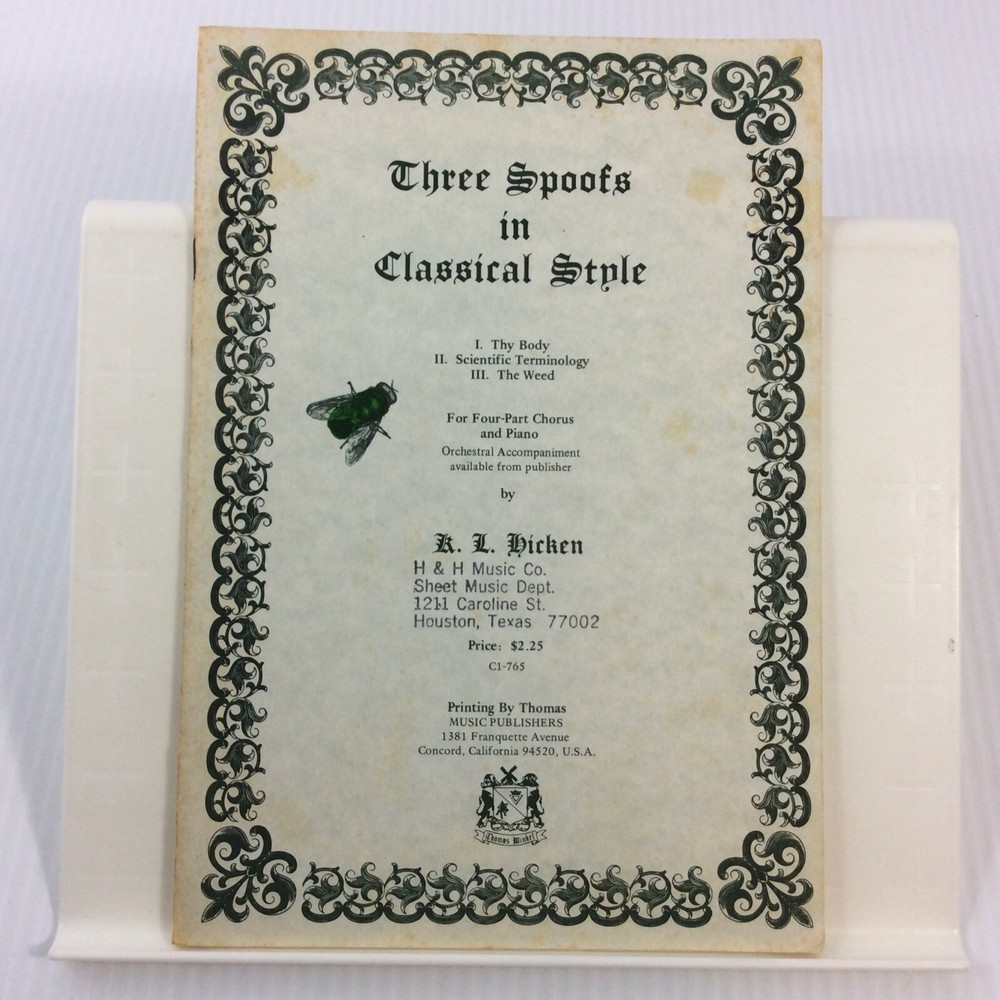 Classical SATB Choral Music Songbook Three Spoofs Hicken 1976