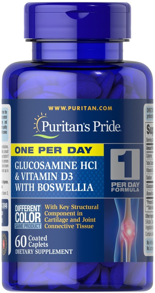 Puritan's Pride One Per Day Glucosamine, Vitamin D3 & Boswellia - 60 Caplets-image