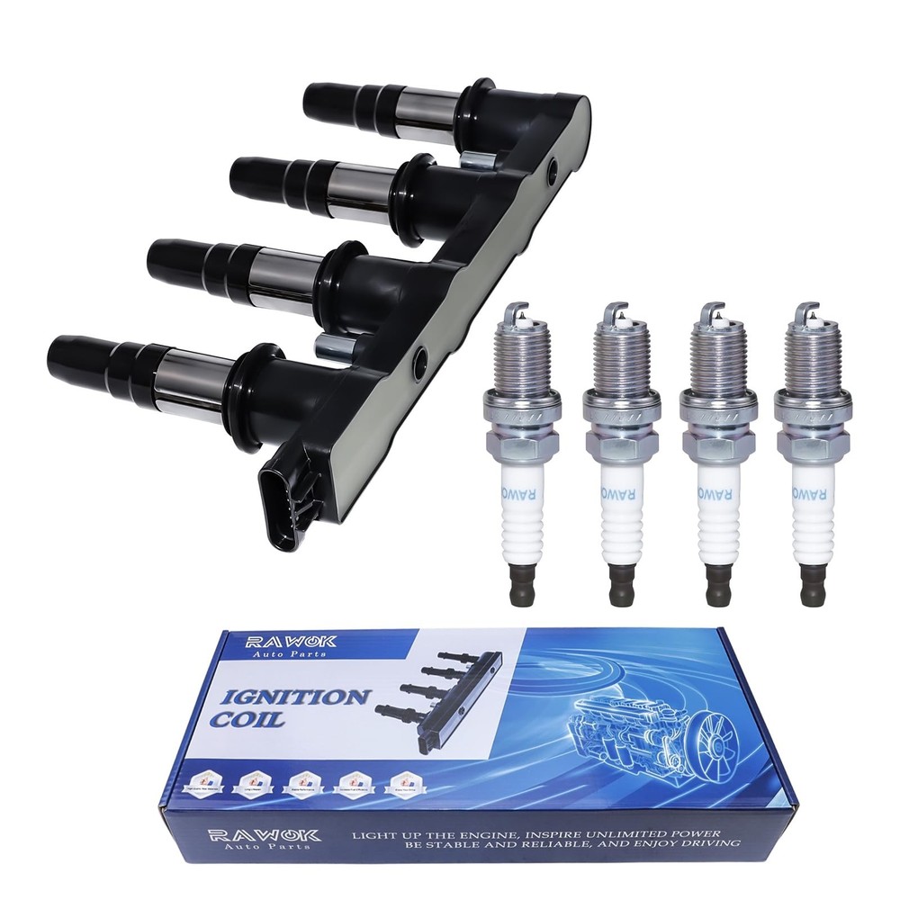 Ignition Coil Pack and 4 Iridium Spark Plugs Compatible with 2011-2015 Chevy ...