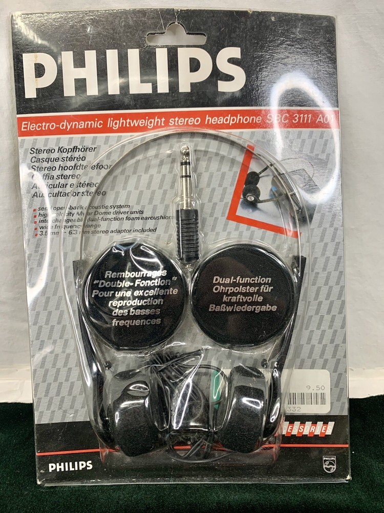 NEW Vintage Philips SBC 3111 A01 Walkman Headphones Lightweight Dual-Function