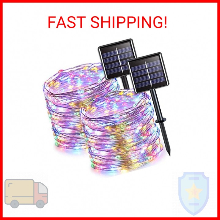 JMEXSUSS 2 Pack Solar Christmas Lights Outdoor Waterproof, Total 66FT 200 LED Mu