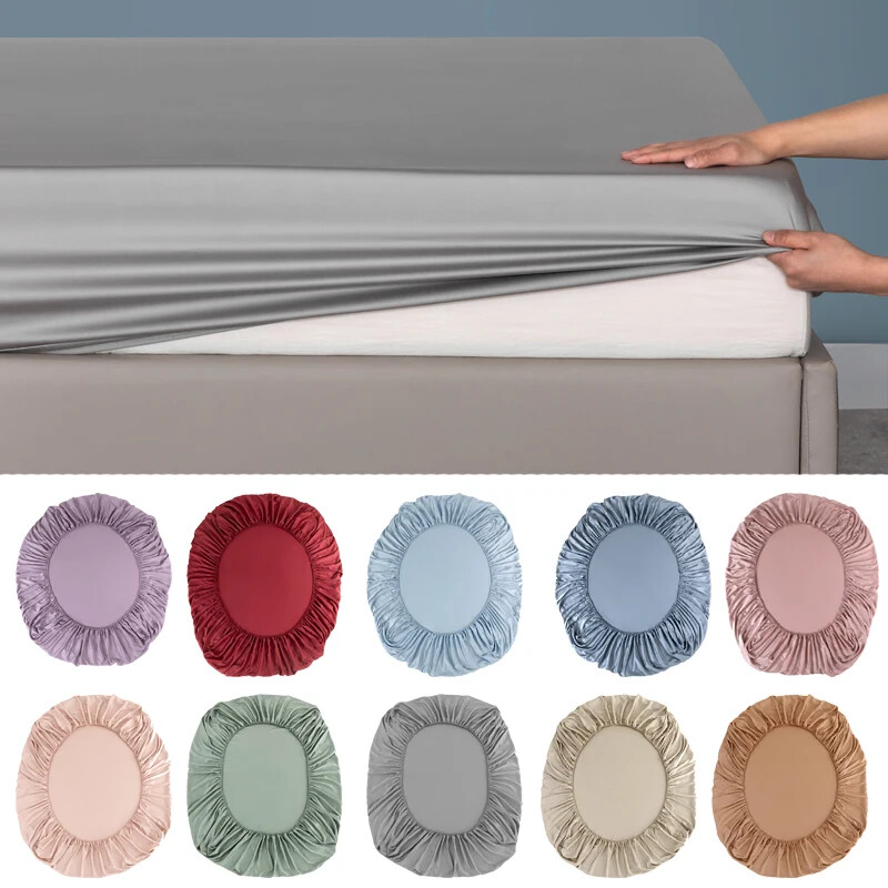 Bamboo Cooling Fitted Sheet with Anti-Slip Elastic Band for Mattress