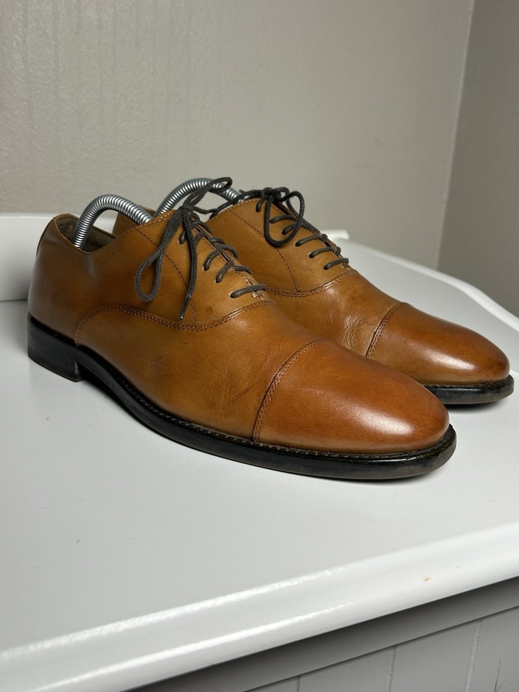 Banana Republic Mens Cognac Leather Toe Cap Lace-Up Oxford Dress Shoes Size 8 M