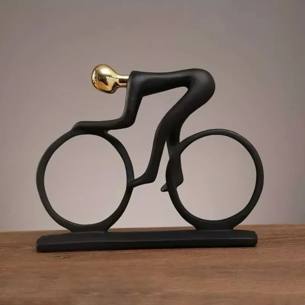 Modern Abstract Resin Bicycle Rider Statue for Cyclist or Bike Racer Decor