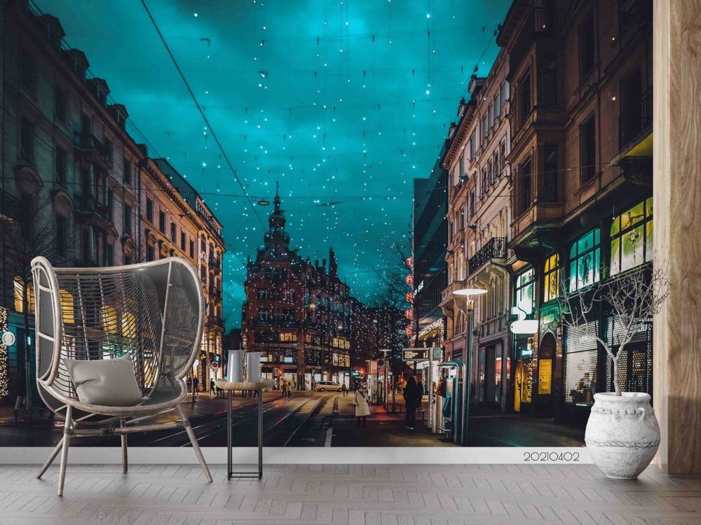 3D City Architecture Night View Wall Murals Wallpaper Murals Wall Sticker 3