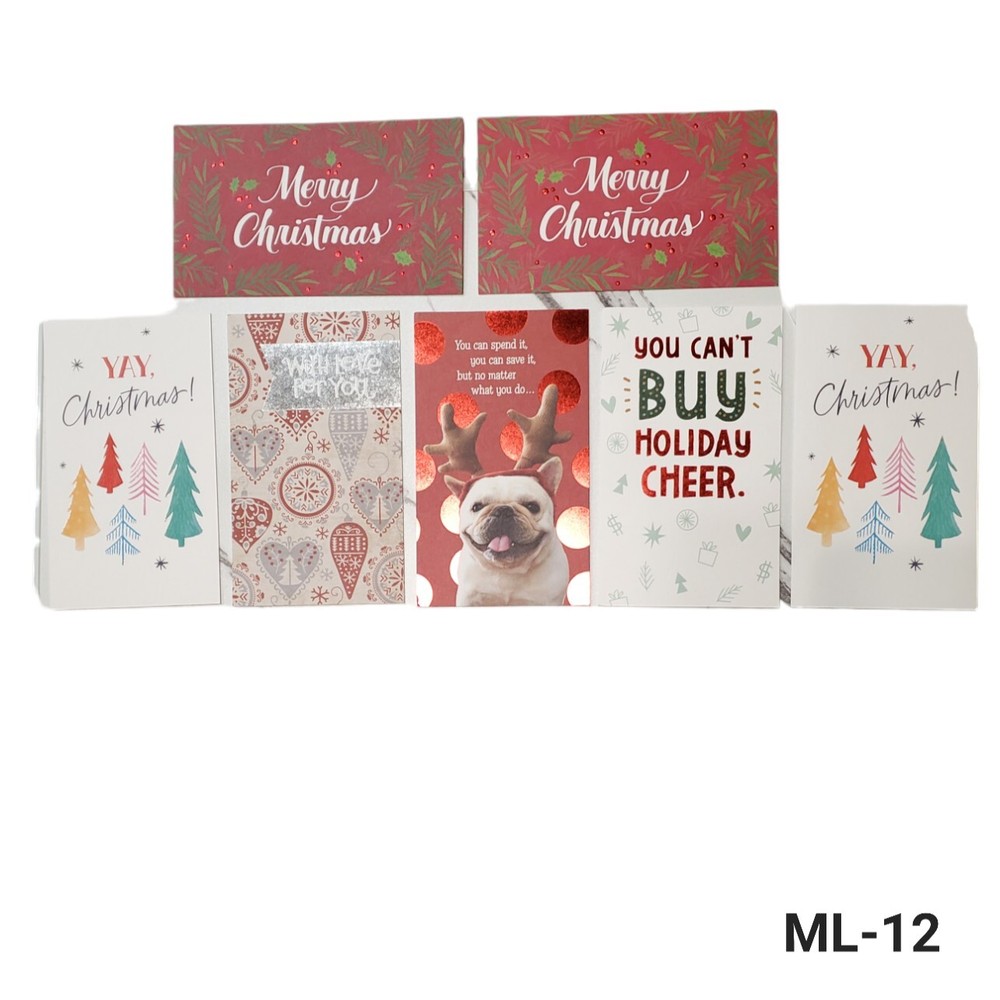 Money Gift Card Holder Christmas Cards With Envelopes - Lot Of 7