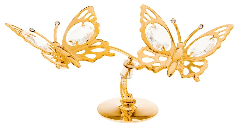 Swarovski Crystal Double Butterfly Figurine with 24K Gold Plating-image